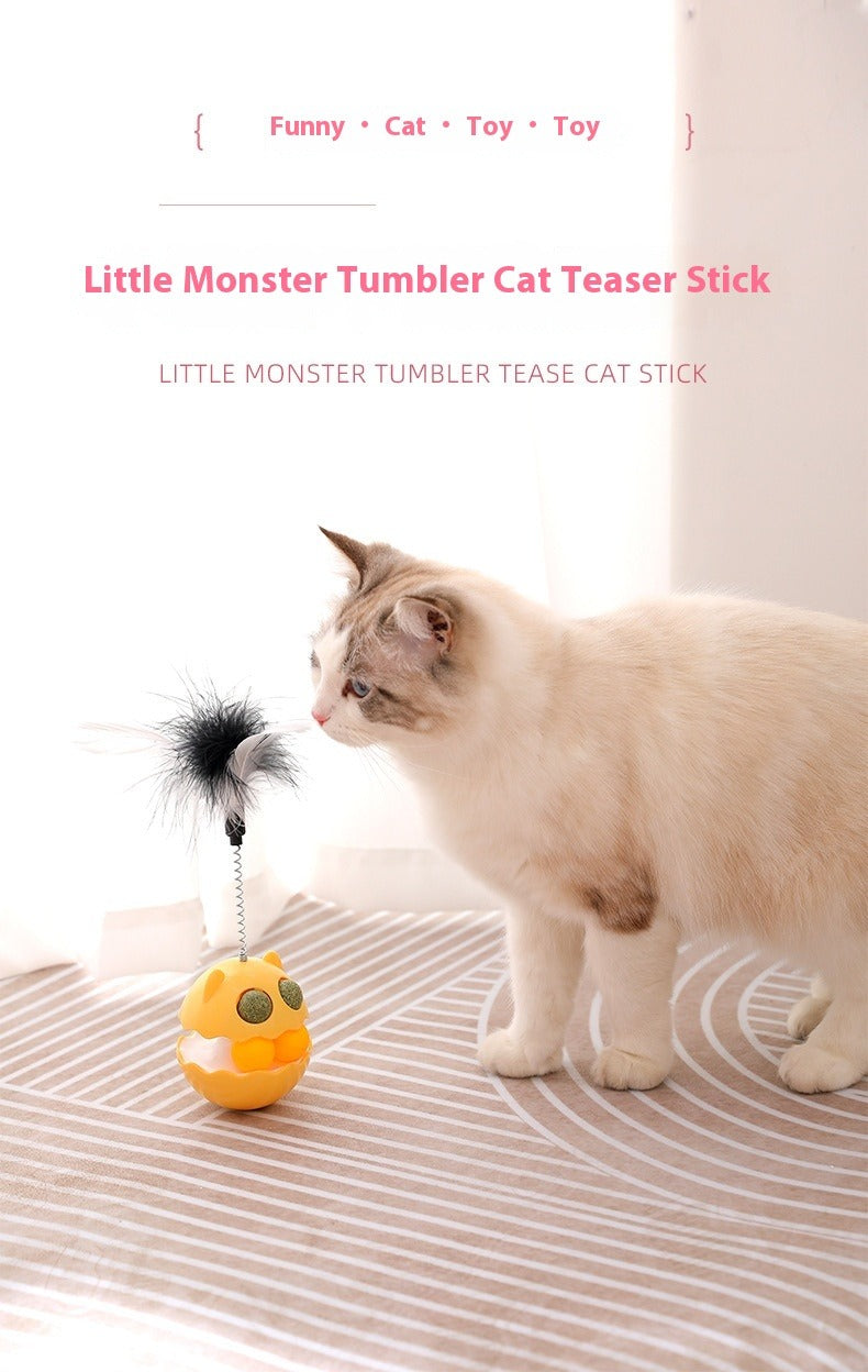 Cats Feather Toy Rotate Cat Tumbler Teaser Catmint Roller Track Ball Interaction Kitten Chasing Hunting Pets Toy Cats Treat Pet Products