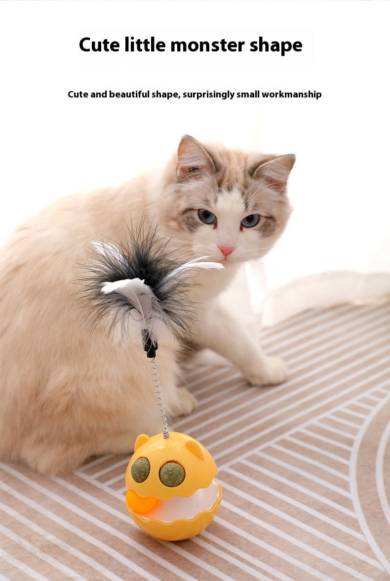 Cats Feather Toy Rotate Cat Tumbler Teaser Catmint Roller Track Ball Interaction Kitten Chasing Hunting Pets Toy Cats Treat Pet Products