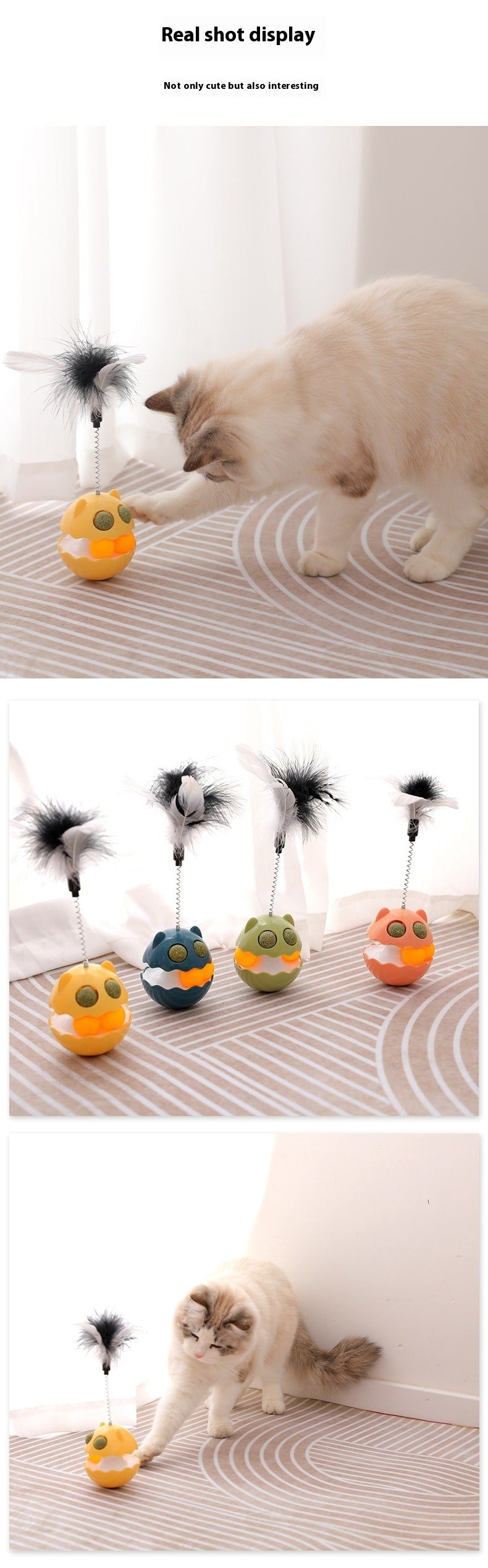 Cats Feather Toy Rotate Cat Tumbler Teaser Catmint Roller Track Ball Interaction Kitten Chasing Hunting Pets Toy Cats Treat Pet Products