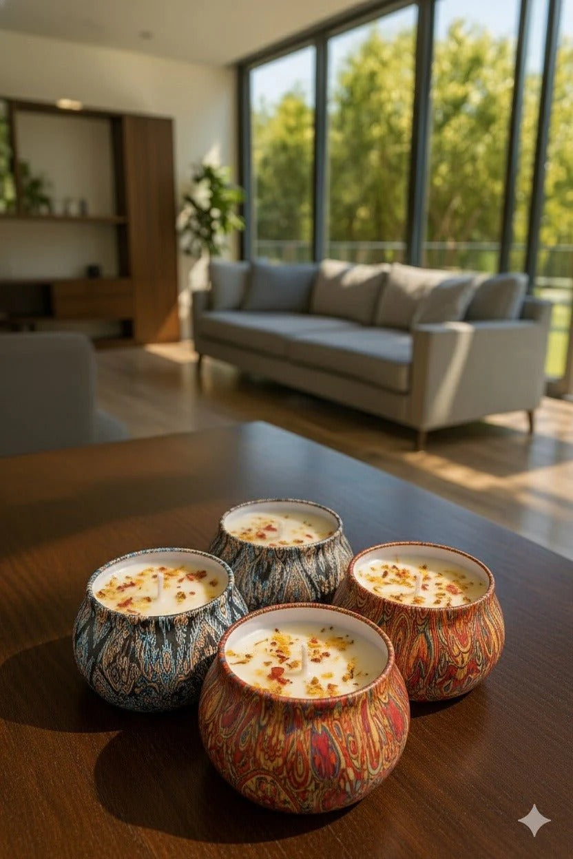 Decorative Floral Scented Tin Candles